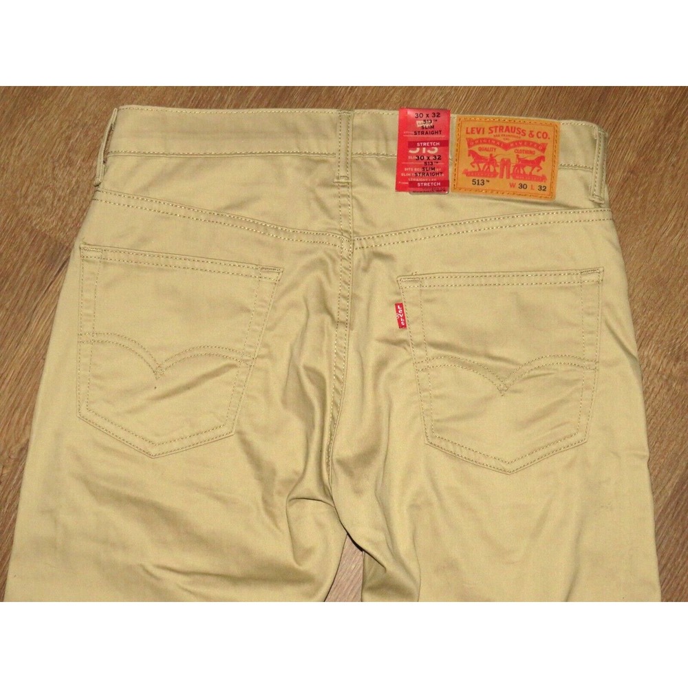 NEW! Men's Levi's 513 Slim Straight Leg Stretch Khaki Pants 30 X 32 NWT!